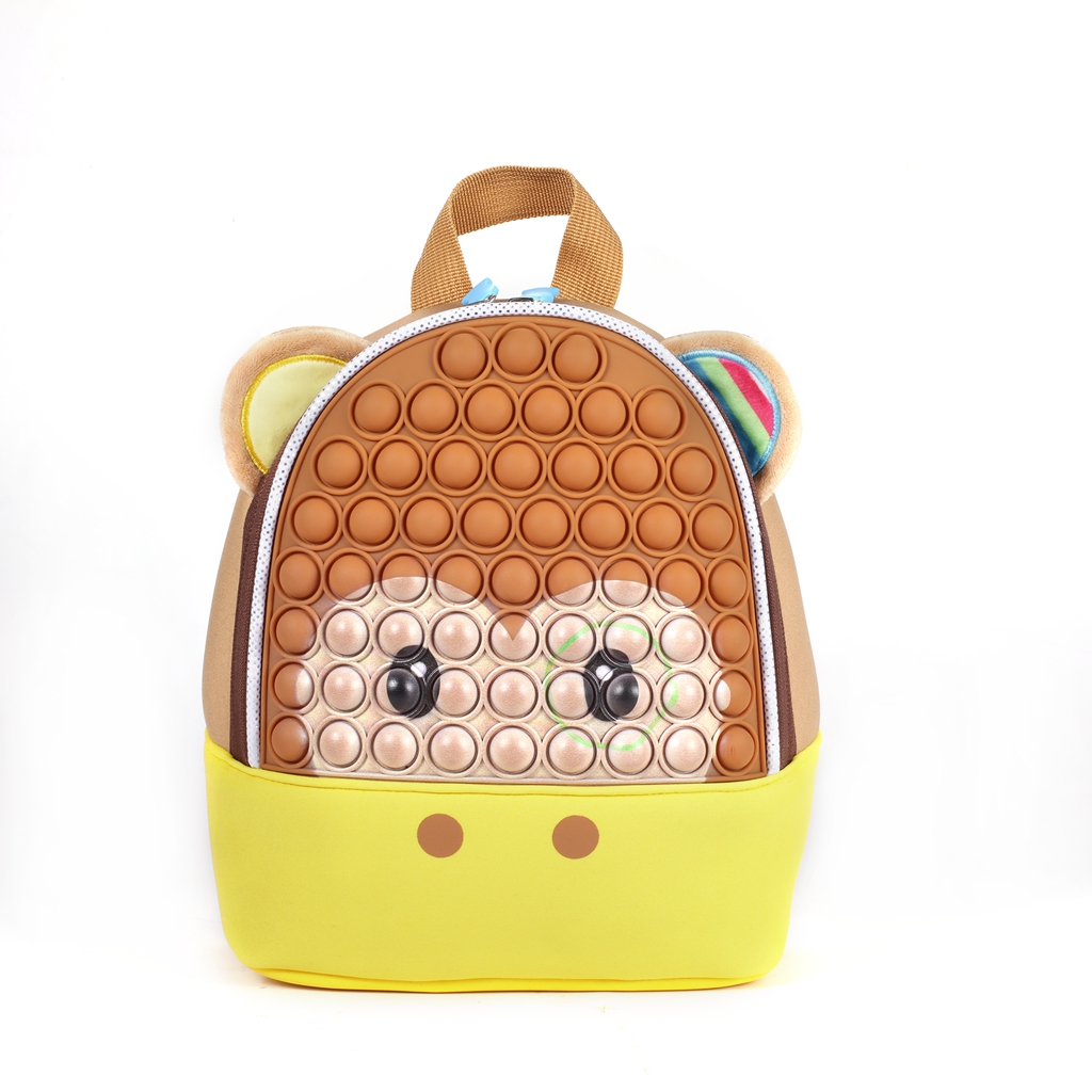 Big Size Monkey figure Silicone Popping Fidget Book Bags Sedex Bsci Certified Factory Bubble Pop School Bag Backpack